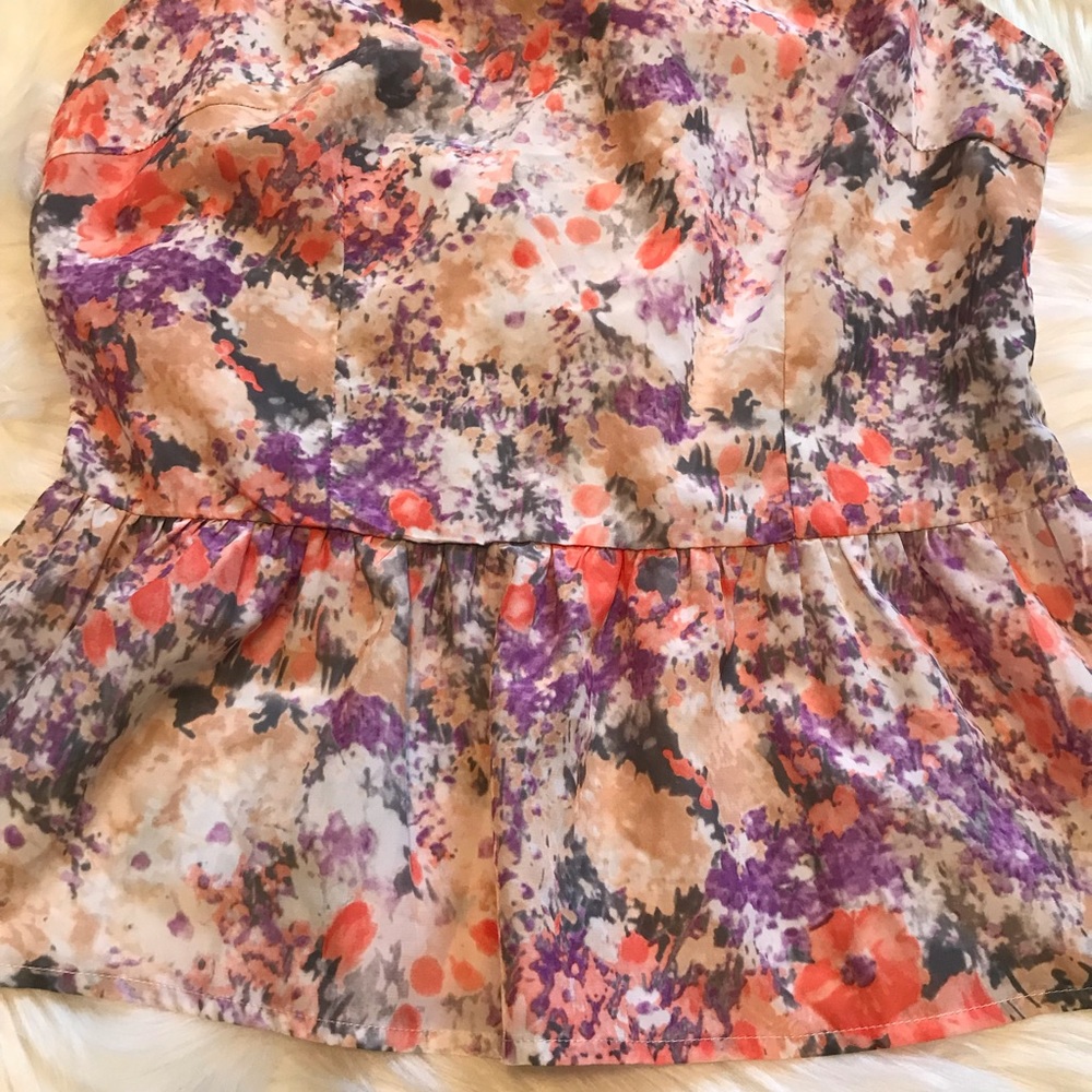 Cynthia Rowley Peplum Watercolor Top- Size S - Picture 4 of 5